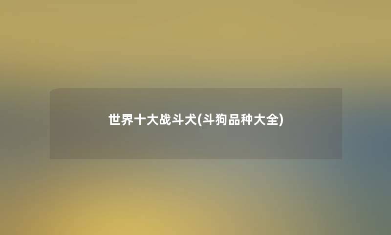 世界一些战斗犬(斗狗品种大全) 世界一些战斗犬(斗狗品种大全)