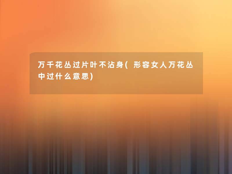 万千花丛过片叶不沾身(形容女人万花丛中过什么意思) 万千花丛过片叶不沾身(形容女人万花丛中过什么意思)