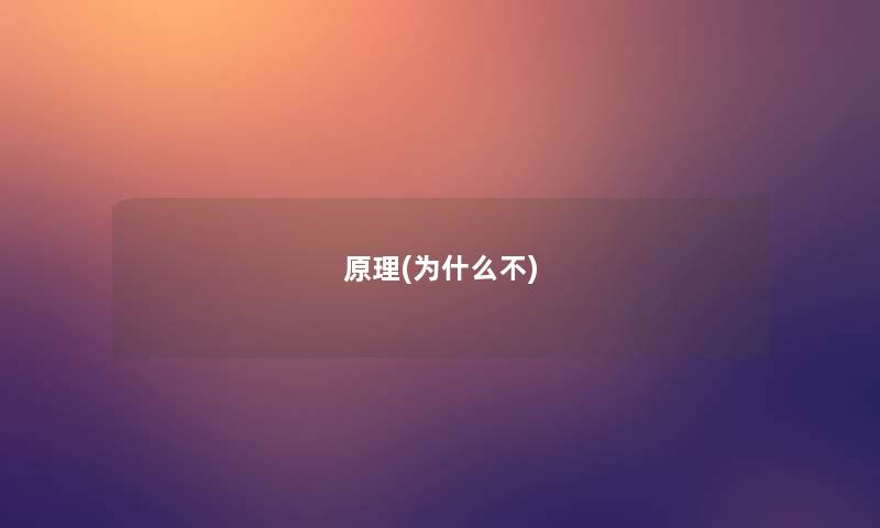 原理(为什么不) 原理(为什么不)
