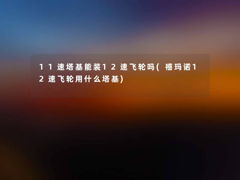 11速塔基能装12速飞轮吗(禧玛诺12速飞轮用什么塔基)