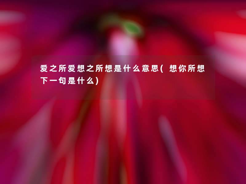 爱之所爱想之所想是什么意思(想你所想下一句是什么)