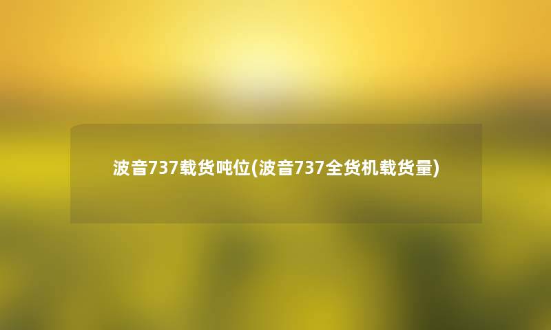 波音737载货吨位(波音737全货机载货量)
