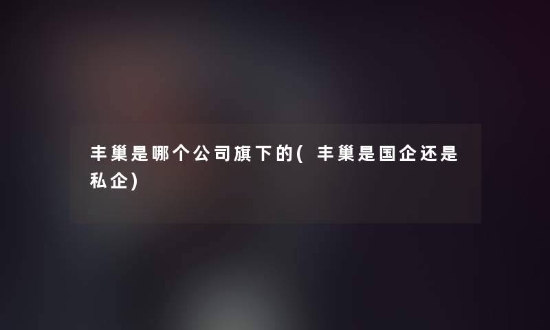 丰巢是哪个公司旗下的(丰巢是国企还是私企)
