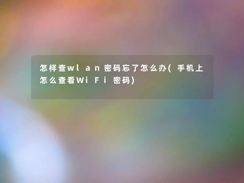 怎样查wlan密码忘了怎么办(手机上怎么查看WiFi密码)