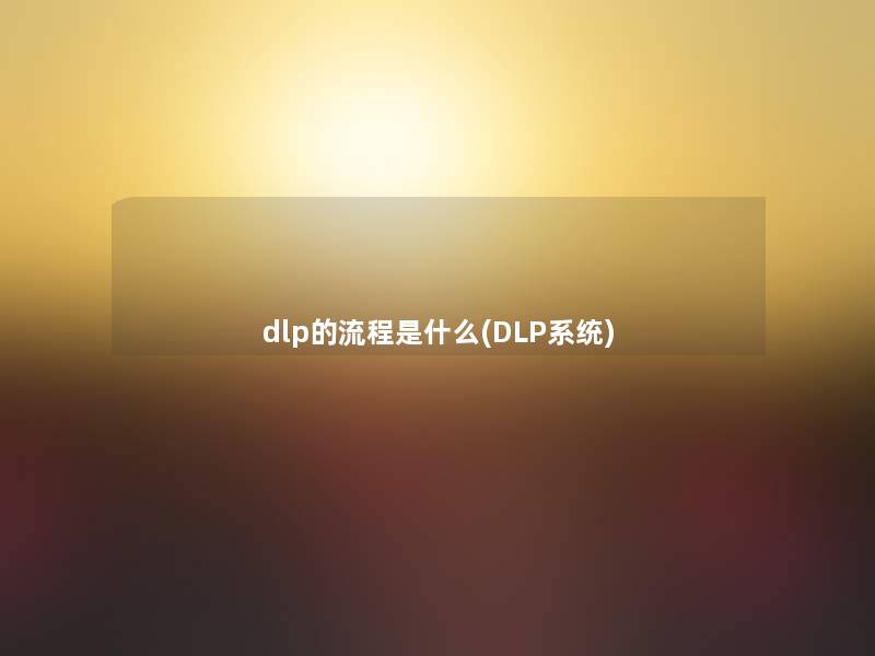 dlp的流程是什么(DLP系统)