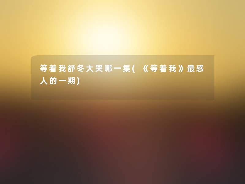 等着我舒冬大哭哪一集(《等着我》感人的一期)