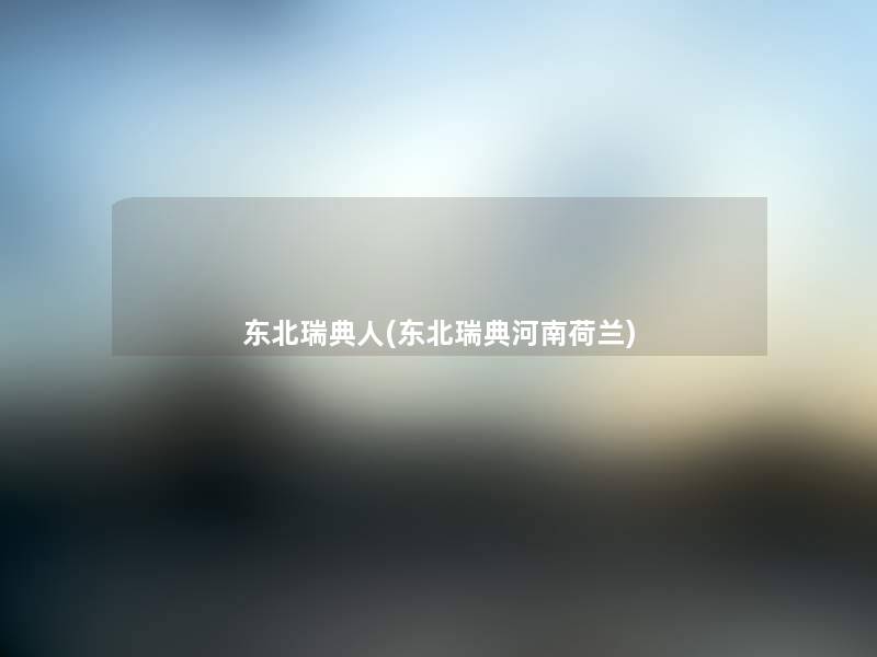 东北瑞典人(东北瑞典河南荷兰)