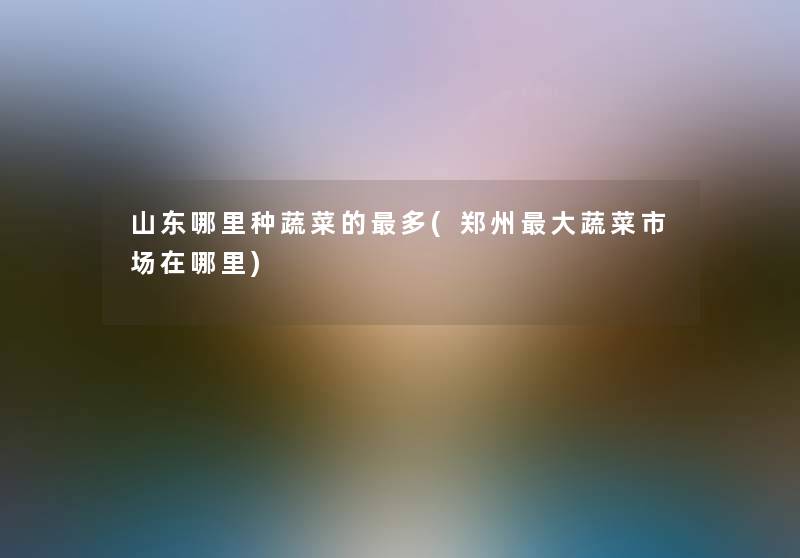 山东哪里种蔬菜的多(郑州大蔬菜市场在哪里) 山东哪里种蔬菜的多(郑州大蔬菜市场在哪里)