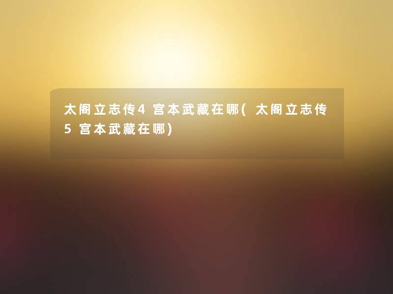 太阁立志传4宫本武藏在哪(太阁立志传5宫本武藏在哪)